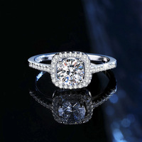 Bague en argent sterling S925 pour femme, style classique, incrustée de moissanite, forme géométrique, style naturel, motif cube de sucre, sertissage d'un carat