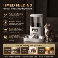 Distributeurs automatiques de nourriture pour animaux de compagnie, élégants, modernes, durables, avec caméra, 4L, double bol, batterie rechargeable, contrôle WiFi via l'application Tuya, nourriture pour chats