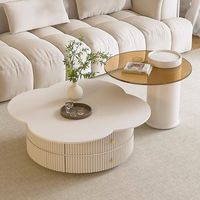 Table basse moderne en métal en forme de trèfle avec plateau en pierre frittée rotatif, design décoratif pour petit salon, mobilier de maison