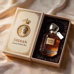 Flacon <span class=keywords><strong>de</strong></span> <span class=keywords><strong>parfum</strong></span> vide <span class=keywords><strong>de</strong></span> luxe irrégulier avec pulvérisateur transparent en cristal 70 ml, en verre, avec étiquette métallique et emballage <span class=keywords><strong>de</strong></span> marque - Product Image 2