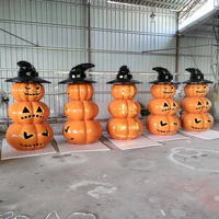 Sculpture de citrouille d'Halloween sur le thème des fantômes, personnalisée en usine, en fibre de verre et résine, pour parcs d'attractions, maisons hantées et jardins