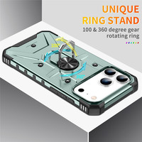 2 In1 TPU PC Shockproof 360 Rotate Metal Ring Stand Phone Case pour iPhone 17 16 15 14 13 12 11 Pro Max 8 7 6 Plus X XS XR