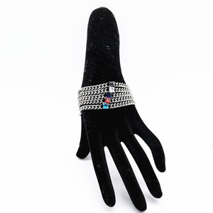 Yunnique Vintage Distressed <b>Titanium</b> Steel <b>Chain</b> Bracelet Bezel Set Black Rhinestone Geometric Design Simple Stylish Jewelry for - Product Image 5