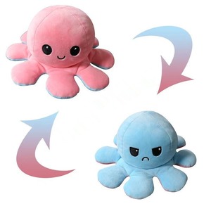 Peluche Pieuvre Réversible Double Face – Pieuvre Joyeuse et En Colère – Peluche d'Émotionnelle Soutien – OEM - Product Image 3