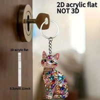 Porte-clés Chat Assis Coloré en Strass Acrylique, Breloque pour Sac à Main, Sac à Dos, Clés, Pendentif de Voiture, Cadeau pour Amateurs de Chats