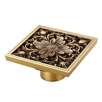 Grille de drain de sol rectangulaire en laiton de 4 pouces, style antique européen, anti-odeur, pour salle de bain, douche, hôtels