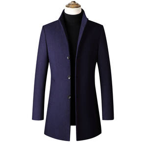 Bestseller Cappotto Trench Lungo Monopetto Tinta Unita Semplice con Colletto Rialzato <span class=keywords><strong>in</strong></span> <span class=keywords><strong>Tweed</strong></span> <span class=keywords><strong>Giacca</strong></span> da <span class=keywords><strong>Uomo</strong></span> - Product Image 4