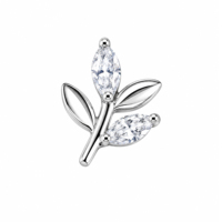 Anting-anting tusuk titanium ASTM F136 motif daun tanaman bunga, bagian belakang datar, polesan tinggi, perhiasan.