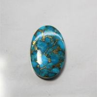 Turquoise Cuivre Bleu Synthétique, Cabochon de Pierre Précieuse en Vrac à Dos Plat Lisse, Coupe Ovale Calibrée 10x14mm, Prix de Gros Plus Abordable