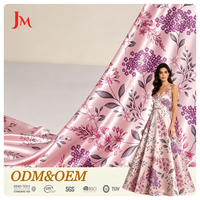 Tissu satiné 100% polyester imprimé numérique personnalisé à motifs floraux, tissu satiné brillant, lisse et soyeux pour robe