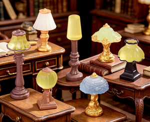 Lampe de bureau miniature vintage pour maison de poupée, lampe de table en résine, figurine, accessoires de meubles rétro pour la décoration de maison de poupée, vente en gros - Product Image 6