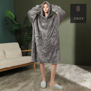 Couple Home Wear Microfiber Velveteen <strong>Hoodie</strong> Sweatshirt Oversized Warm Comfortable Cozy <strong>Snuggle</strong> Blanket With Sleeve - Product Image 3