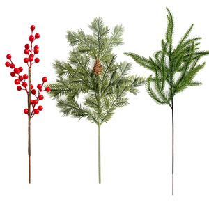 Artificial Christmas Tree Branches 40cm With <b>Pinecones</b> And Red Berries For Holiday Home Wedding Decor - Product Image 3