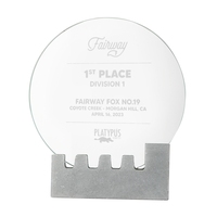 ADL Personnalisation Professionnelle Trophée en Verre Acrylique Rond en Forme de Pointe de Montagne, Base en Pierre, Prix Sportif pour Utilisation de Cadeau