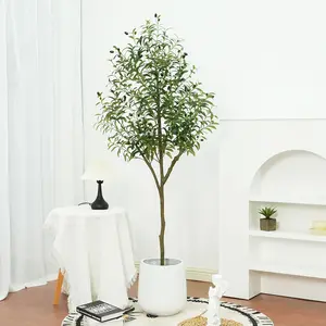 Modern Artificial Bonsai Tree in Plastic Pots Faux Olive Tree Garden Landscaping Decor for Home