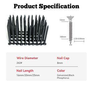 ISO tiêu chuẩn vách thạch cao vít Metric phẳng đầu kẽm mạ Oxit Đen kết thúc Tự Làm tấm thạch cao chìm vách thạch cao vít - Product Image 3