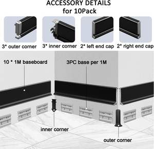 JARBIH 10パックミニマリストスカートボードH5cm(2インチ) ウォームライトシリコーンLEDストリップ照明アルミ床アクセサリー - Product Image 5