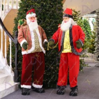 JIN PENG Père Noël dansant grandeur nature de 1,80 m avec Bluetooth, décoration de Noël extérieure en tissu avec lumières chantantes