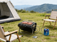 Nouveau produit, plus de choix de couleurs, barbecue au gaz portable en acier inoxydable pliable pour le camping en plein air et le jardin