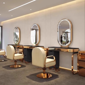 Station de coiffure moderne avec miroir simple face, table de coiffure, poste de barbier, miroir de maquillage - Product Image 2