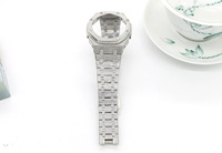 Kit de modification de luxe Lionorm Fashion en acier inoxydable pour montres Casio GA 2100 – Boîtier et bracelet argent givré
