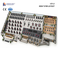 Conception de salle de sport sur mesure, salle de sport commerciale de 800 m², équipement de fitness complet, entraînement cardio, machines de musculation