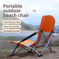 Chaise longue pliante à dossier haut en fer bleu - Pour bronzer en plein air et le camping sur la plage, chaise inclinable portable de voyage confortable pour se détendre