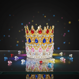 Couronne de reine en strass pour mariage, bouquet de fleurs, décoration de gâteau d'anniversaire, mode nuptiale - Product Image 1