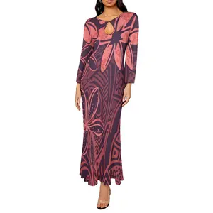hot sale new women's dresses elegant mermaid long dress polynesian samoan design tiare floral print dress for fall 2022