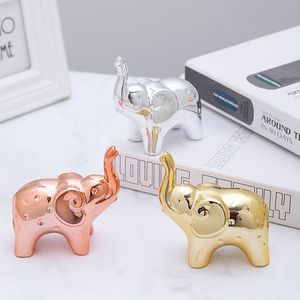 Ornamenti artigianali in oro statuetta di piccoli animali graziosi placcatura in ceramica elefante casa ufficio arredamento tavolo da salotto - Product Image 6