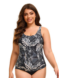 Vêtements de plage une pièce écologiques imprimés à motif solide pour femmes européennes et américaines, maillots de bain respirants de grande taille - Product Image 3