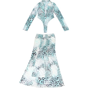 ชุดเซ็ต 2 ชิ้น เสื้อครอปคอวีลึกสำหรับผู้หญิงและบอดี้สูทลายเสือดาวเข้ารูป ชุดเดรสยาวเซ็กซี่ แฟชั่น - Product Image 6