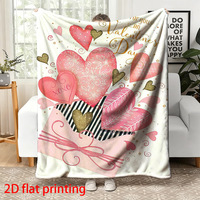 Couverture polaire double face personnalisée imprimée numériquement en flanelle moderne pour la Saint-Valentin, chaude pour l'hiver et toutes les saisons