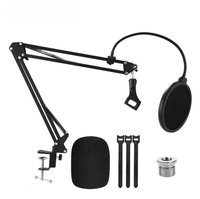 Accessoires pour pied de microphone avec bras à ressort métallique, amortisseur et cache anti-vent