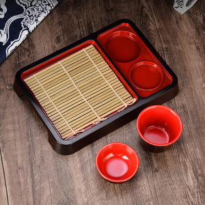 Bandeja japonesa de <span class=keywords><strong>Soba</strong></span> para Fideos, Plato cuadrado para servir <span class=keywords><strong>Sushi</strong></span> con taza de inmersión y platillo para cocina, restaurante y casa - Product Image 2