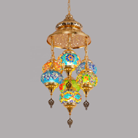 Style turc style bohème fait à la main mosaïque galvanoplastie or français ou lustre en bronze vert