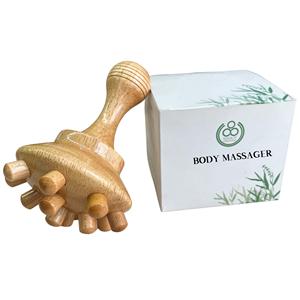 滑らかな木製ビーズリンパ排水マッサージャーハンドヘルドマッシュルームセラピーボディフィットネスツール - Product Image 5