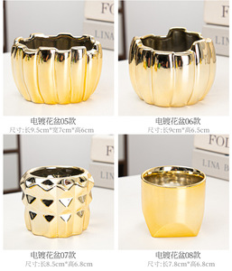 Adornos de escritorio para interiores de estilo europeo americano de oro galvanizado, maceta carnosa de cerámica ligera de lujo - Product Image 5