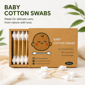 Bastoncini di Cotone in Bambù a Doppia Punta Personalizzati, Monouso, Alta Qualità, per Orecchie e Labbra, 55 Pezzi, Confezione per Uso Domestico - Product Image 4