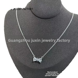 Conjunto de Collar, Pendientes y Anillo Pangadora con Lazo Electrochapado en Hierro para Mujer, Dulce Regalo para Novia - Product Image 1