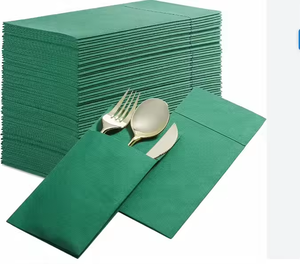 Vente en gros d'usine <span class=keywords><strong>de</strong></span> serviettes jetables Airlaid en lin qualité luxe pochette à couverts OEM papier hygiénique <span class=keywords><strong>de</strong></span> luxe imprimé en couleur - Product Image 2