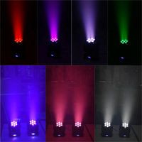 Projecteur LED mobile Hong He 6 en 1 RGBWAUV 7*18W avec contrôle DMX512 CRI 95 pour DJ/Disco/Soirée