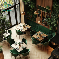 Table carrée en bois écologique Ron Group, chaise en velours, banquette rembourrée à dossier haut, mobilier de restaurant pour café