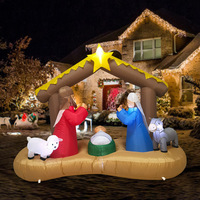 Décoration de crèche gonflable de Noël avec LED intégrées, idéale pour jardin, pelouse et fêtes de Noël