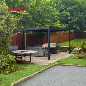 Abri <span class=keywords><strong>de</strong></span> patio en aluminium à ombrage réglable <span class=keywords><strong>de</strong></span> conception moderne avec portes coulissantes en verre pour jardin, cour, bord <span class=keywords><strong>de</strong></span> piscine, pergola - Product Image 1