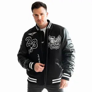 OEM Custom Wholesale Blank College Baseball Bomber Jacket Plain Letterman Varsity Jackets