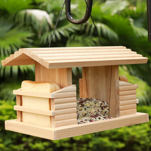 Açık asılı ahşap kuş tohum besleyici ahşap <span class=keywords><strong>Suet</strong></span> kafesi ile vahşi kuş besleyici - Product Image 6