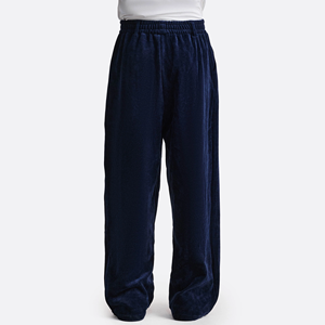 <span class=keywords><strong>Pantaloni</strong></span> Larghi da Uomo in <span class=keywords><strong>Velluto</strong></span> Blu Navy Personalizzati, Stile Streetwear, <span class=keywords><strong>con</strong></span> Coulisse, Fornitore OEM, Tinta Unita, Lavaggio Dritto, Fantasia Semplice - Product Image 4