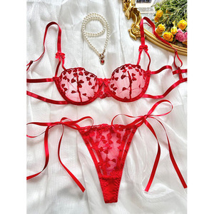 Nuevo Sujetador de Malla Transparente con Bordado Romántico y Amoroso, Lencería Sexy con Aros - Product Image 3