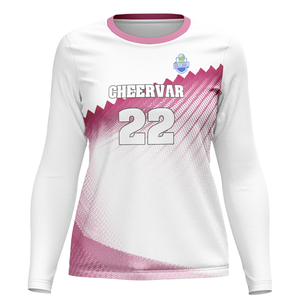 モイスチャーウィッキング女子バレーボール着用長袖バレーボールトップクルーネックデザイン - Product Image 1